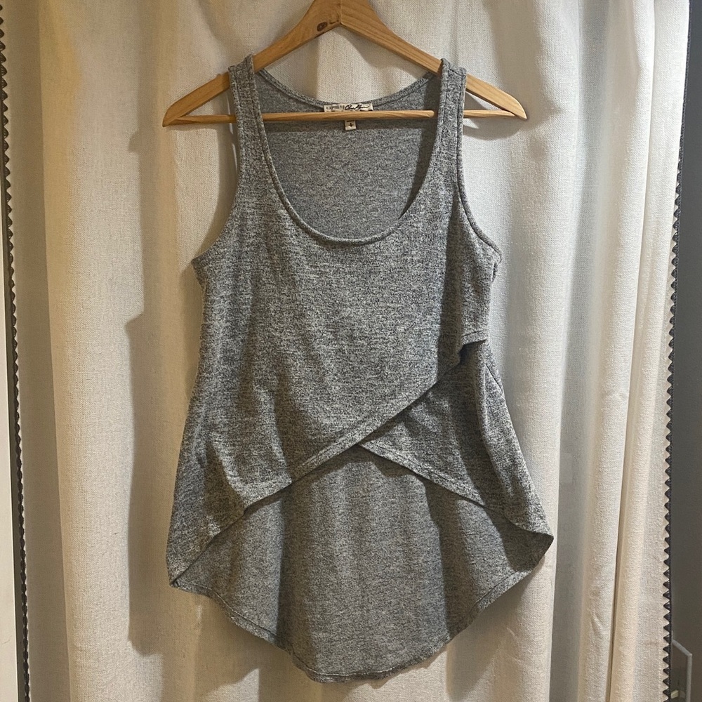 Gray Sleeveless Layered cropped high/low Top, knit